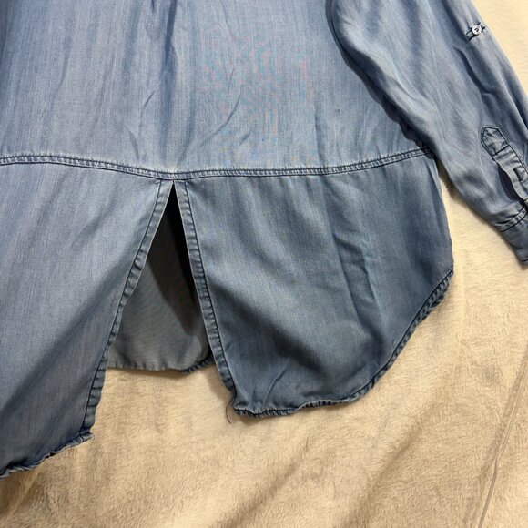 Soft Surroundings L Lightwash Tencel Lyocell Chambray Tunic Shirt Boho Casual - Picture 6 of 11